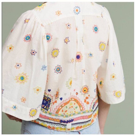 Anthropologie Maeve Eliot Popover Colorful Blouse Top. Size XS - Picture 2 of 7